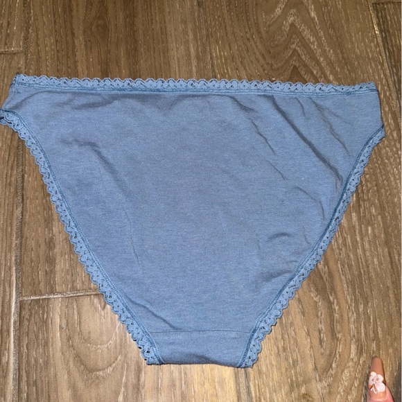 VICTORIA SECRET BLUE ALPINE ANGEL HIGH WAIST LACE TRIM COTTON BIKINI PANTY LARGE - Picture 7 of 13